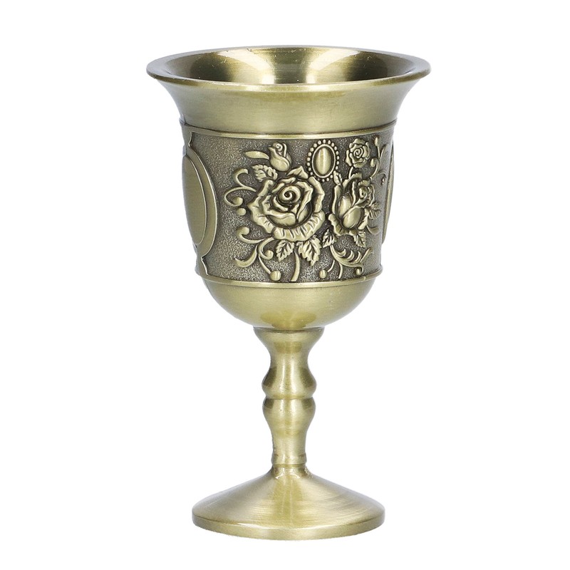 2pcs Wine Glasses Exquisite Chrysanthemum Pattern Vintage Court Style Metal