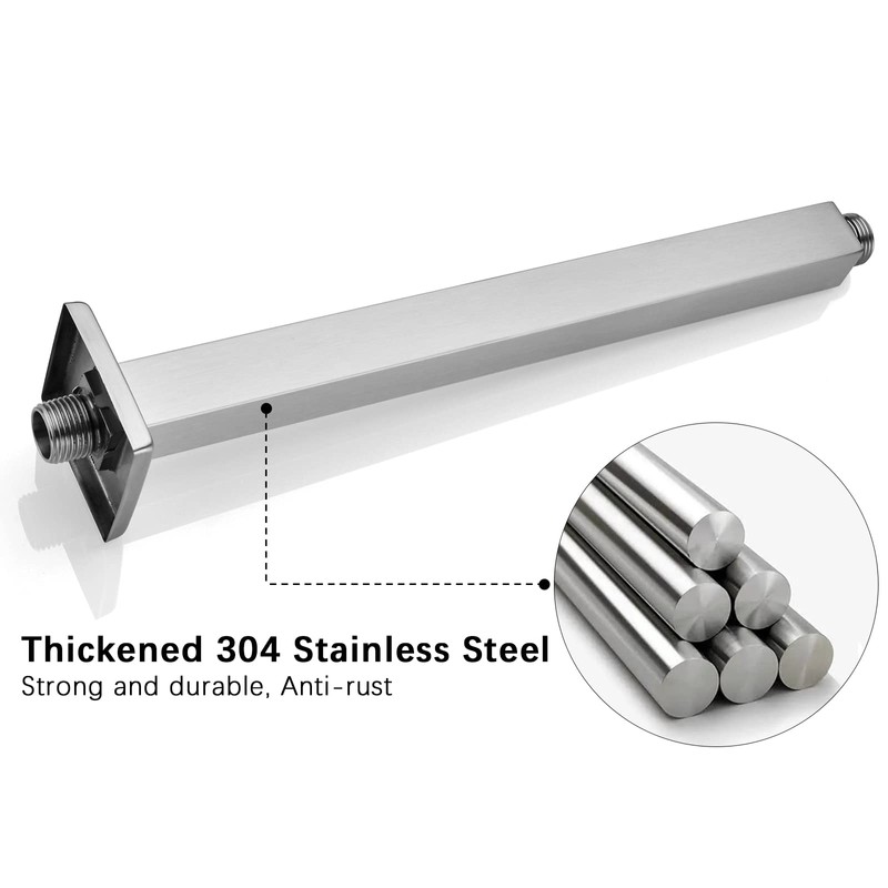 Anpean 12 Inch Square Ceiling Mounted Shower Arm and Flange