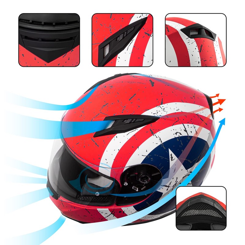 VCAN VX Lightweight Full Face Motorcycle Street Bike Helmet with