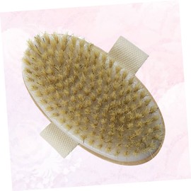 Ipetboom Wooden Frame Bath Brush Soft Bristle Shower Brush Body Massage Handle Strap for Family