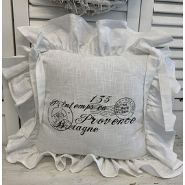 LillaBelle Nice Chair Cushion Cover 42 x 42 cm Cotton Country House Shabby Vintage Grey