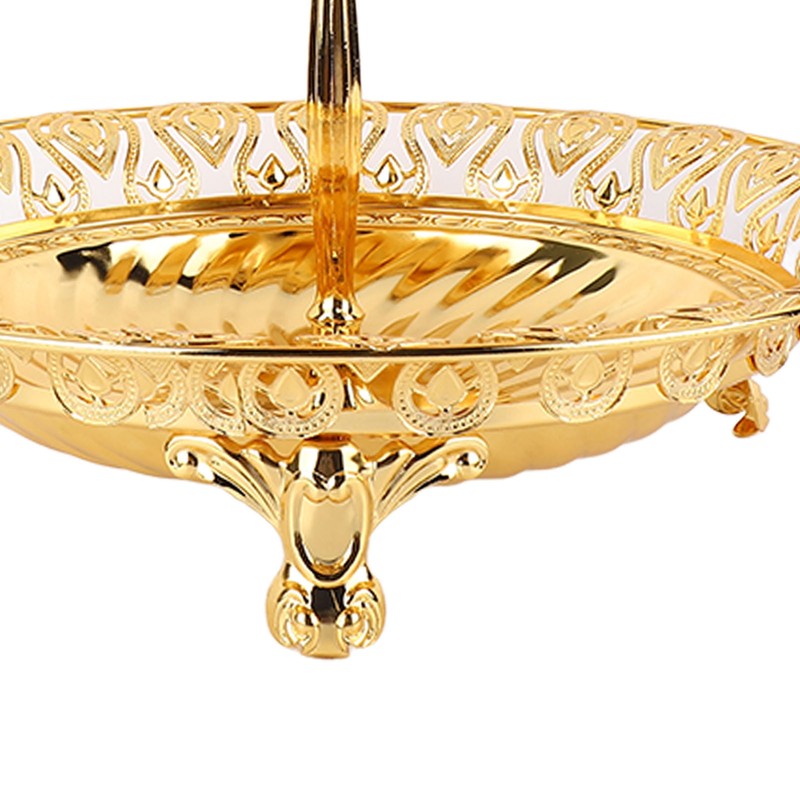 2 Tier Fruit Plate Metal Round Gold Plated Beautiful Cupcake
