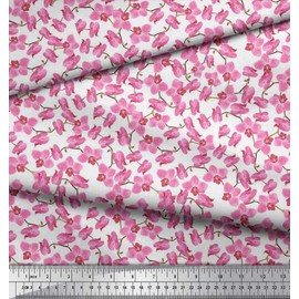 Soimoi White Cotton Jersey Fabric Orchid Floral Fabric Prints by Yard 58 Inch Wide