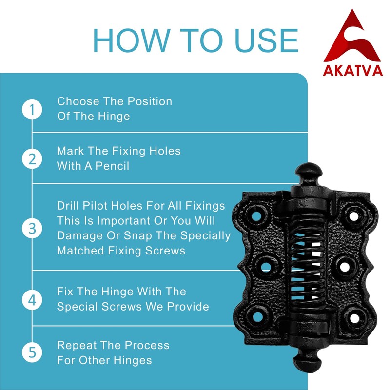 Akatva Self Closing Gate Hinges - Gate Closer Heavy Duty