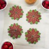 Flower Christmas Beaded Coaster Inches Set of 4