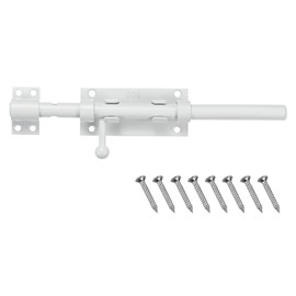 M METERXITY 1-Pack Slide Latch Lock 10 Inch Stainless Steel Gate Latch with Screws Slide Bolt Latch Brushed Barrel Bolt Latch for Door/Window/Toilet/Fence/Drawer [White]