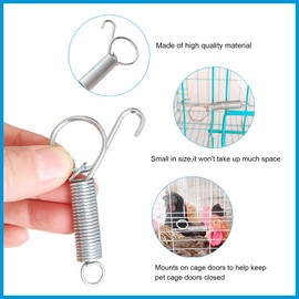 Escape-Proof Cage Door Spring Latches - One-Handed Metal Lock Clips for Pet Cages (Fits Rabbits/Dogs/Cats) Easy Install （Outdoor&Indoor Use）-12 Pcs