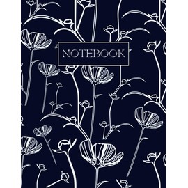 Floral A4 Lined Notebook, Deep Blue & White: 80 Pages | College Ruled Paper | 8.5"x11" Size | Perfect for Teens, Teachers, and Women | Great for School, Office & Home