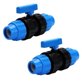 FIFIBANG 32 mm Ball Valve for PE Pipe, Pack of 2 PE Pipe Ball Valve PN10, Screw Connection for PE Pipe PE Pipe Ball Valve (32 mm)