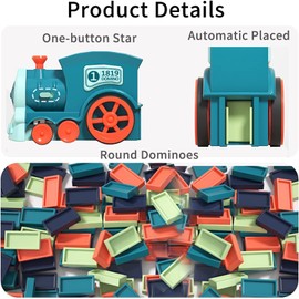 OBEST Dominoes Exciting Dominoes Car 180 Pieces! Includes 2 Domino Cases, Storage Bag, Building Blocks, Automatic, Dominoes, Toy Colorful, Interest Toy, Train Toy, Color Recognition, Shape Recognition, Truck, Train, Building Blocks, Birthday, Christmas, 