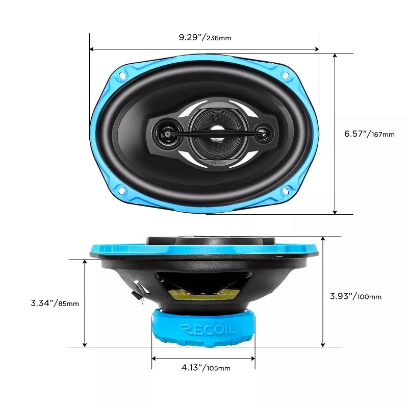 Recoil RCX694 Echo Series 6x9" Car Audio Coaxial Speaker System