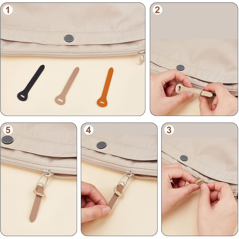 Leather Pulls, Zipper Sliders, Zipper Pulls, Total Length: 2.8 inches