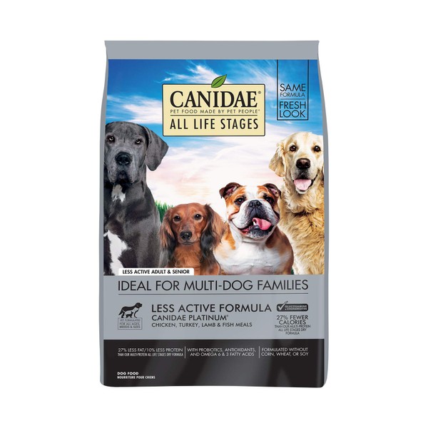Canidae All Life Stages Premium Dry Dog Food for Less Active Dogs, All Ages and All Sizes, Chicken, Turkey and Lamb Meals Formula, 5 Pounds