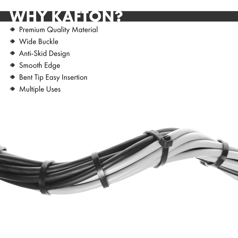KafTon Pack of 100 Black Cable Zip Ties,UL Nylon, Perfect