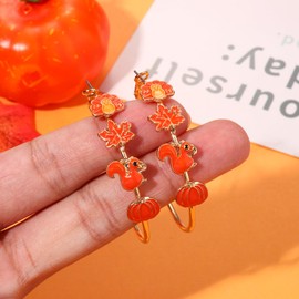 Thanksgiving Earrings for Women Cute Turkey Pumpkin Earrings Fall Maple Leaf Squirrel Corn Earring Statement Festive Hoop Earings Turkey Day Accessory Jewelry Gifts (Thanksgiving 2)