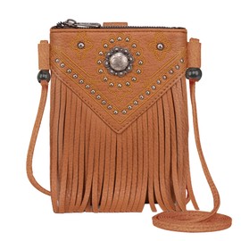 Montana West Crossbody Purse for Women Trendy Fringe Purses Western Cell Phone Crossbody Small Phone Purse Leather Womens Purses and Handbags Girls PH02-209BR