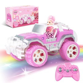 Pink Cars 1:16 Scale RC Jeep with Doll - Remote Control Car for Girls | 80-Minute Playtime | 2.4GHz All-Terrain Truck for 6-7 8-10 Years Old