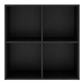 Homes: Inside + Out Apexa 4-Cube Storage Organizer Shelves, Stackable Wood Bookcase Fits Cubby Bins for Organization, Dorm Teen Room Decor & Home Office, Black