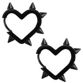 Gothic Earrings Spike Heart Hoop Earrings Gothic Black Heart Earring Punk Earring Emo Grunge Black Heart Jewelry Accessories for Women