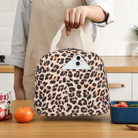 Lunch Bag for Women Grils Reusable Insulated Lunch Box for Work School Picnic Beach (Leopard)