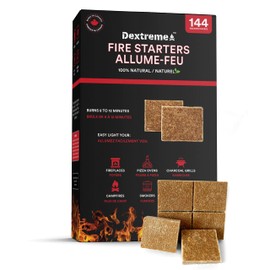 Dextreme Dextreme Fire Starter Pack of 144/48 Natural Fire Starters Cubes for Campfires, Charcoal, BBQ, Grill Pit, Fireplace, Wood Stoves, Smokers and Camping - Easy to Ignite and Non Toxic (144 Squares)