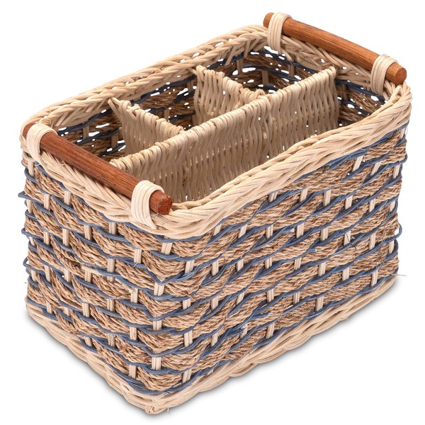 Decorasian Rattan Cutlery Holder - Braided Cutlery Basket for the