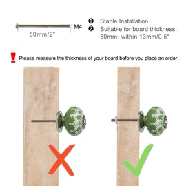 sourcing map 2pcs Ceramic Knobs Vintage Knob Drawers Round Pull Handle Furniture Cupboard Wardrobe Dresser Door Decorative, Green