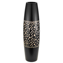 AeraVida Cosmic Stars at Night Hand-Carved Wooden Table Vase with Black Stain Finish | Modern Chic Home Decor Accent | Stylish Rustic Vase for Living Room or Office