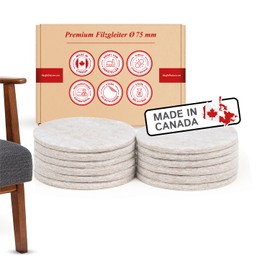 3 Inch Diameter Heavy Duty Felt Pads - Tan, 12 pieces - Made in Canada