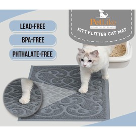 PetLike Cat Litter Mat, Thick Litter Trapping Mat, Durable Litter Box Mat Waterproof, Indoor Mat Washable Mats with Non-Slip Backing, Soft on Kitty Paws and Easy to Clean, Phthalate Free,