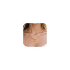 Chunky Cross Necklace for Women Men |18K Gold Plated Cross Necklace for Men Chunky Pendant Long Charm Statement Non Tarnish Chain Stainless Steel Necklaces for Women Trendy Jewelry Birthday Gifts