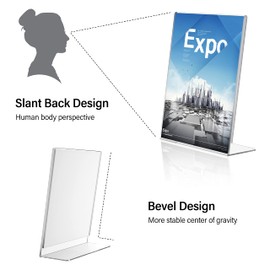 Relx Acrylic Sign Holder 8.5 x 11, Acrylic Display Stand for Display, Slant Back Clear Frames Plastic Sign Holder for Store, Restaurant (6 Pack)