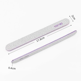 BIXVSIN Pack of 50 Nail Files, Professional Nail Files, Double-Sided, 100/180 Grit, for Combination of Gel Nails for Nail Salon and Home