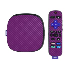 MightySkins Carbon Fiber Skin Compatible With Roku Ultra HDR 4K Streaming Media Player (2020) - Solid Purple | Protective, Durable Textured Carbon Fiber Finish | Easy To Apply | Made in the USA