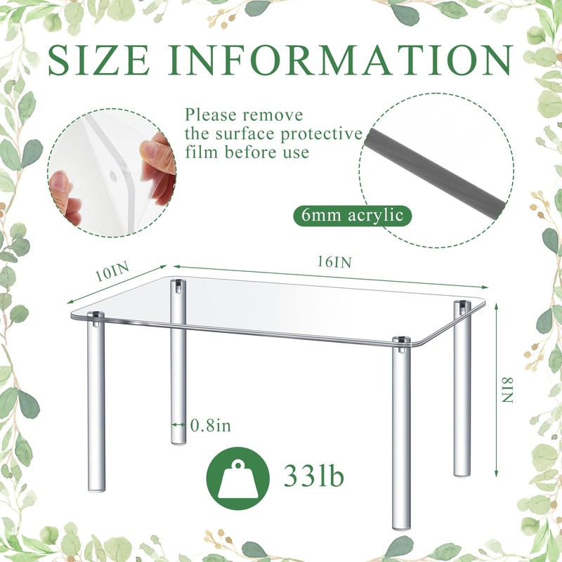 RattanView 1 Pcs Extra Large 6mm Thick Acrylic Rectangular 4-leg