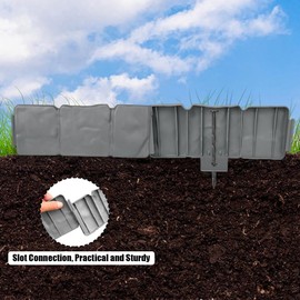 Garden Edging 40pcs, Faux Stone Edging for Landscaping [4 Inch Tall], Plastic Landscape Edging Border (Total 32FT) for Flowerbeds, Yard, with 40pcs Anchoring Spikes, Grey