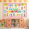 Qyeahkj 60Pcs Easter Bulletin Board Decoration Easter Egg Bunny Cutout