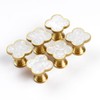 EVERGD 6/9pcs 28mm Four-Leaf Brass Gold Clover Knobs Cabinet Door