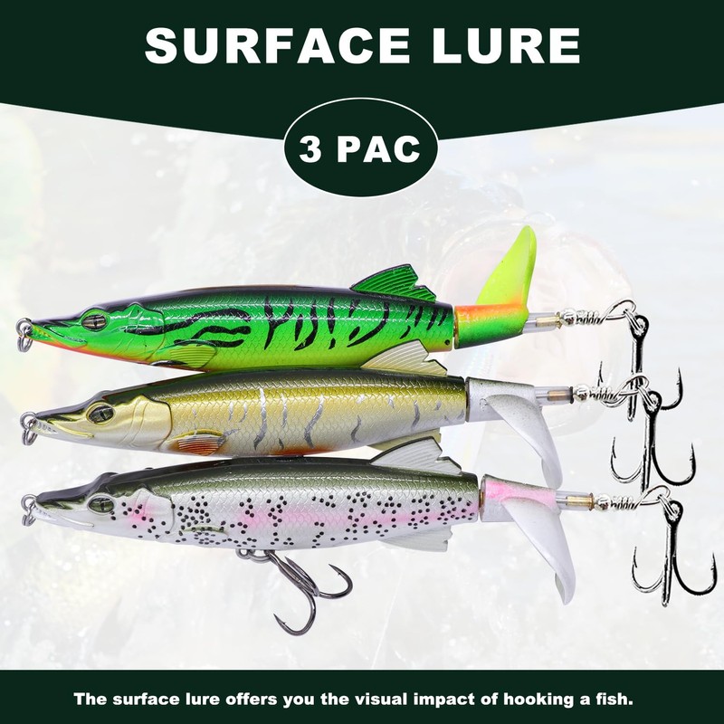 TABKSOLA Whopper Plopper, 13cm/16g Surface Bait with Propeller Tail for