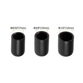 Rebower 60 Pack Screw Thread Protector Cover Rubber End Caps, [for Screw, Bolt, Rod End Cap] - 9/32 inch 3/8 inch 1/2 inch Inner Dia/Black