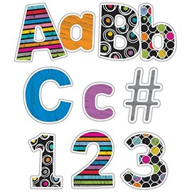 Carson Dellosa 219-Piece 4 Inch Colorful Chalkboard Cutout Letters for Bulletin Boards, Numbers, Punctuation & Symbols, Multi-Pattern Bulletin Board Letters, Classroom Letters for Bulletin Board