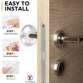 BukSuk 6 Pcs Door Stoppers for Wall, Clear Door Knob Wall Protector, 3'' Door Stops with Cabinet Door Bumpers, Washable & Reusable Wall Protectors, Self Adhesive (6 Pcs)