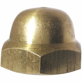 1/4-20 Hex Cap Nuts, Solid Brass, Grade 360, Commercial, Plain Finish, Quantity 10 by Fastenere