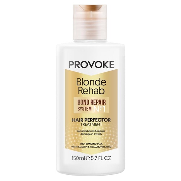 Provoke Blonde Rehab N0'1 Hair Perfector Treatment 150 ml, Rebuilds Bonds and Repairs Damage in 1 Wash, Keratin and Hyaluronic Acid, for Blonde Damaged Hair