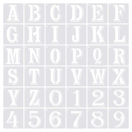 PATIKIL 3.9 Inch Letter Number Stencils, 36 Pack 5" Width Reusable Plastic Alphabet Numbers Templates Set for Painting Shadow, White