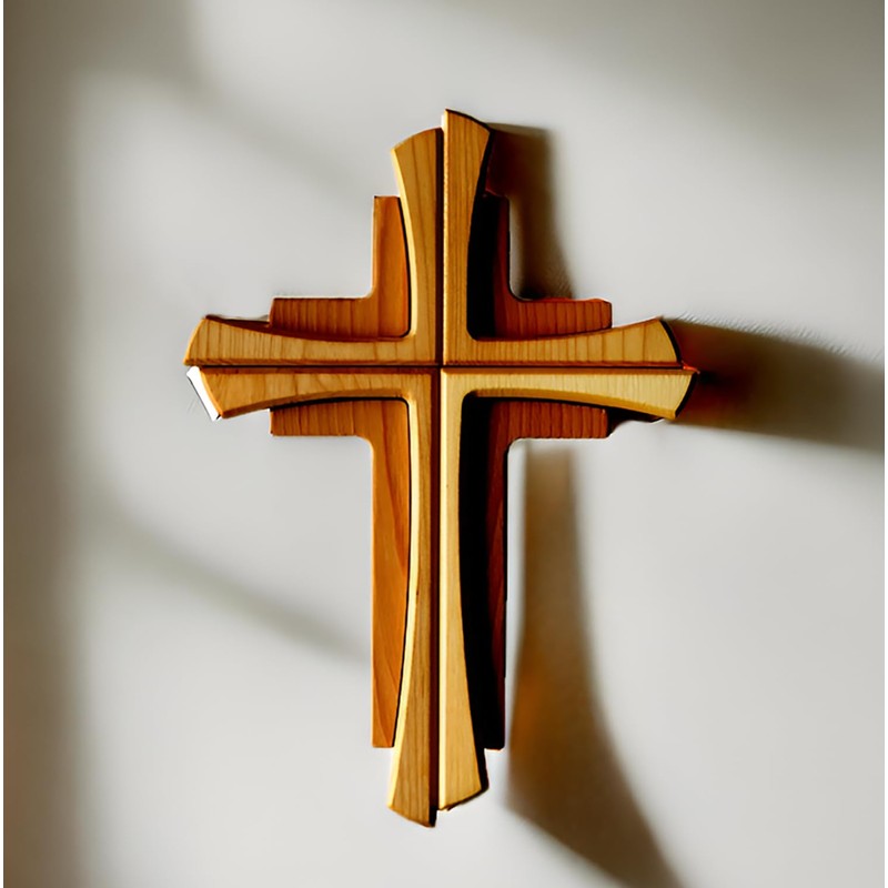 Kaltner Präsente Geschenkidee - Wandkreuz Echtes Holz Buche und Ahorn