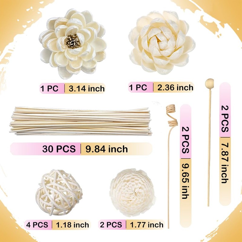 42PCS Reed Diffuser Sets | Natural Rattan Flower Reed Fragrance
