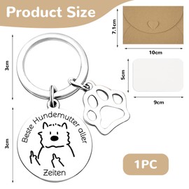 LunarCharm Dog Pattern Keychain, Gifts for Dog Mom for Women, Gifts for Cat Moms for Women, New Owner of Puppy Fur Babies, Funny Gift, silver