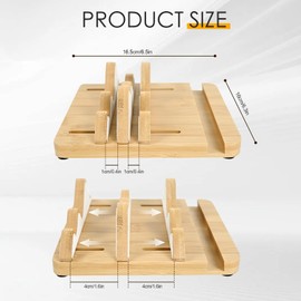 Adjustable Dual Vertical Laptop Stand, 3 Slots Wooden Mountain Shape Multi-Purpose Laptop Holder Phone Stand for Office Desktop Organization Widen Dock Fits All MacBook and Other Laptops