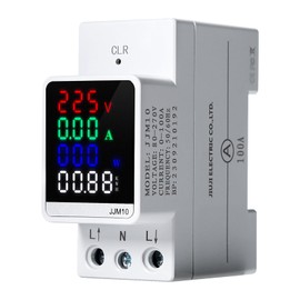 Jadeshay Electricity Meter DIN Rail Digital Electricity Meter Single Phase LCD AC Meter 1 Phase AC 80-270V 100A Ammeter Voltmeter KWh Counter for Performance Monitoring
